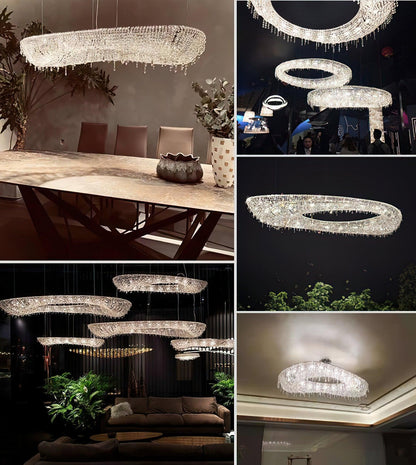 Modern Round Crystal Crown Chandelier