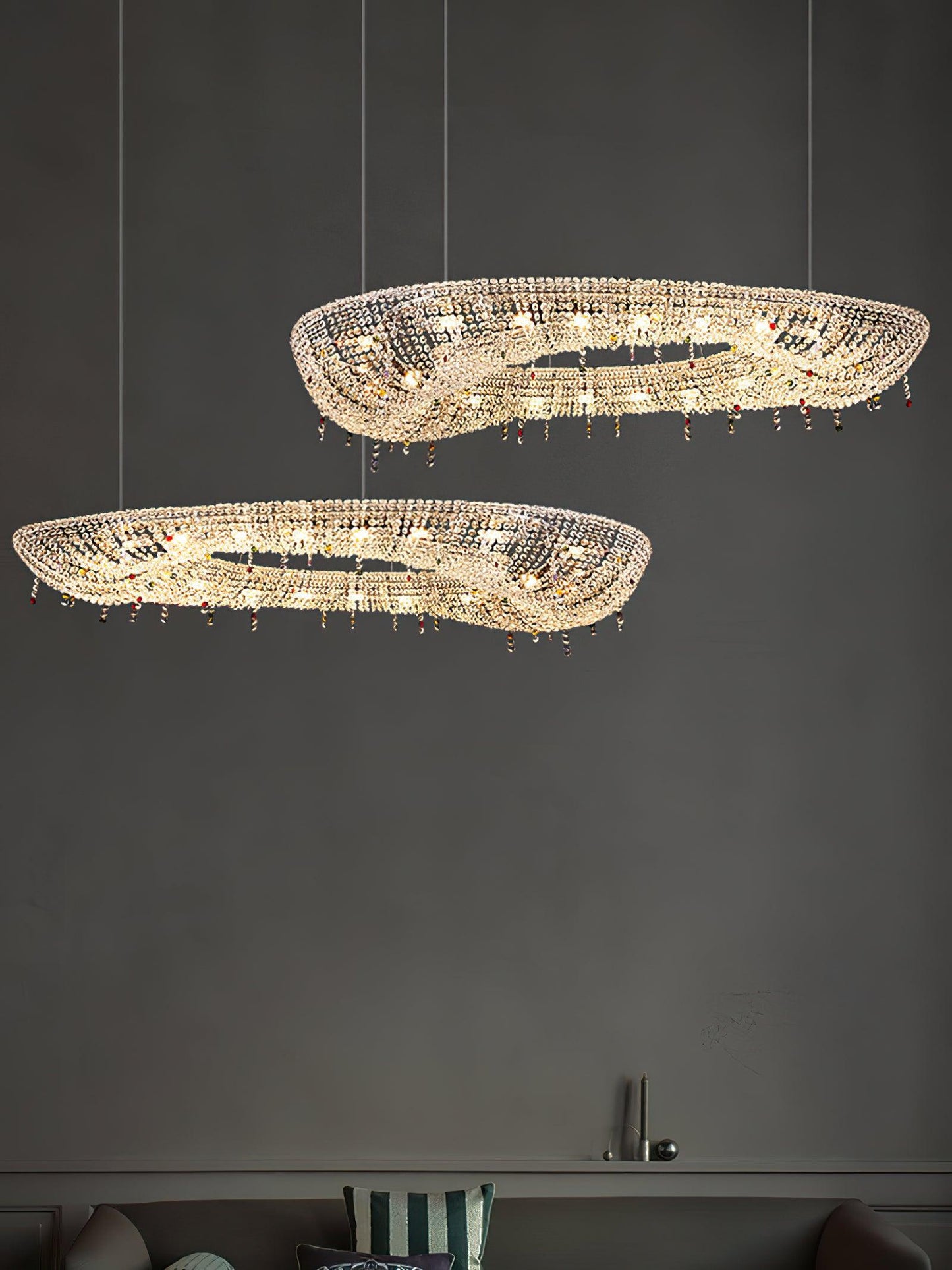 Modern Round Crystal Crown Chandelier