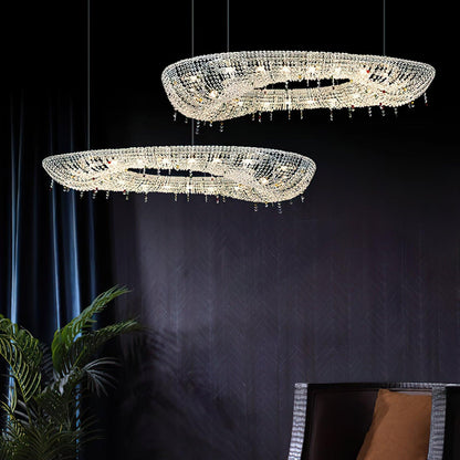 Modern Round Crystal Crown Chandelier