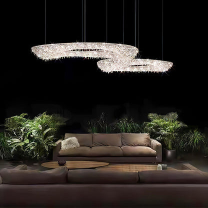 Modern Round Crystal Crown Chandelier