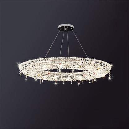 Modern Round Crystal Crown Chandelier