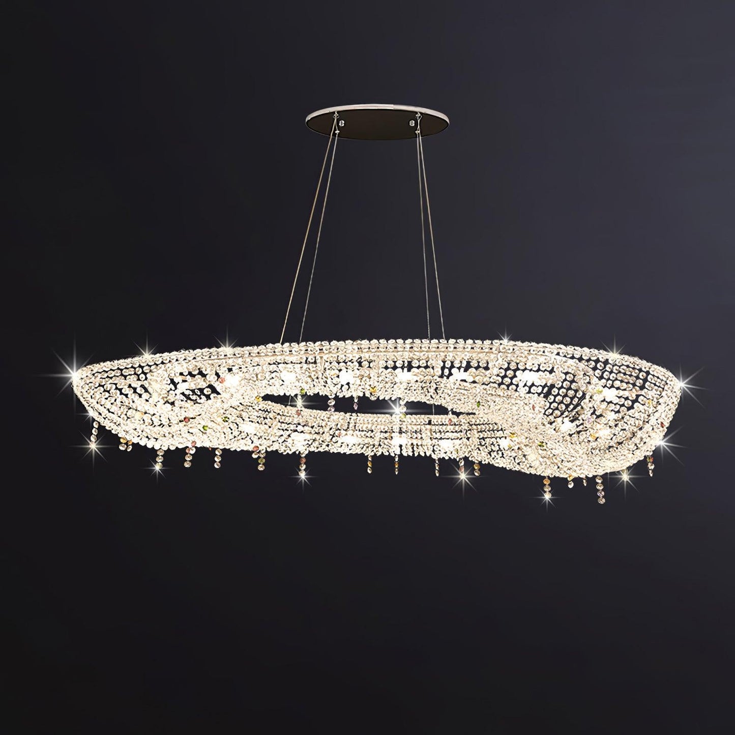 Modern Round Crystal Crown Chandelier