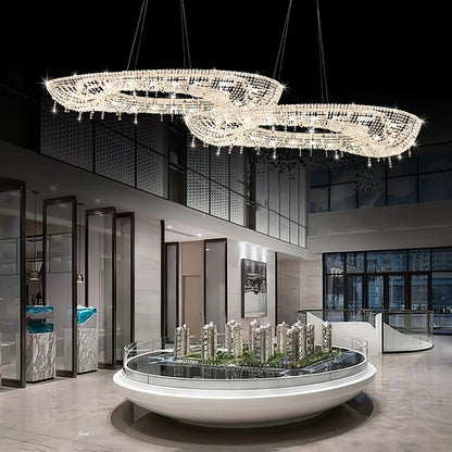 Modern Round Crystal Crown Chandelier