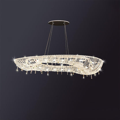 Modern Round Crystal Crown Chandelier