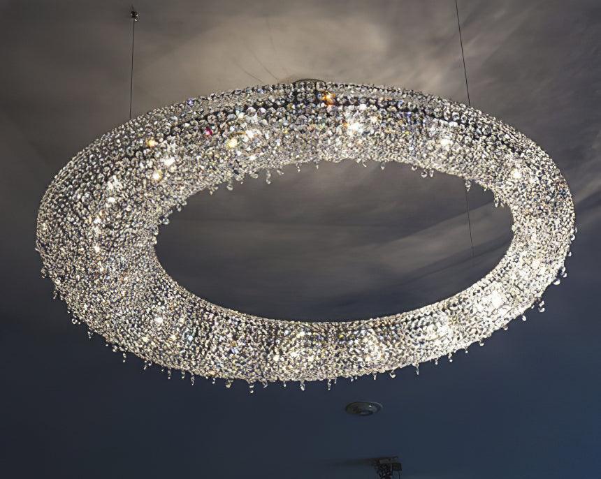 Modern Round Crystal Crown Chandelier