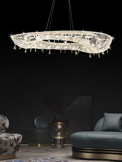 Modern Round Crystal Crown Chandelier