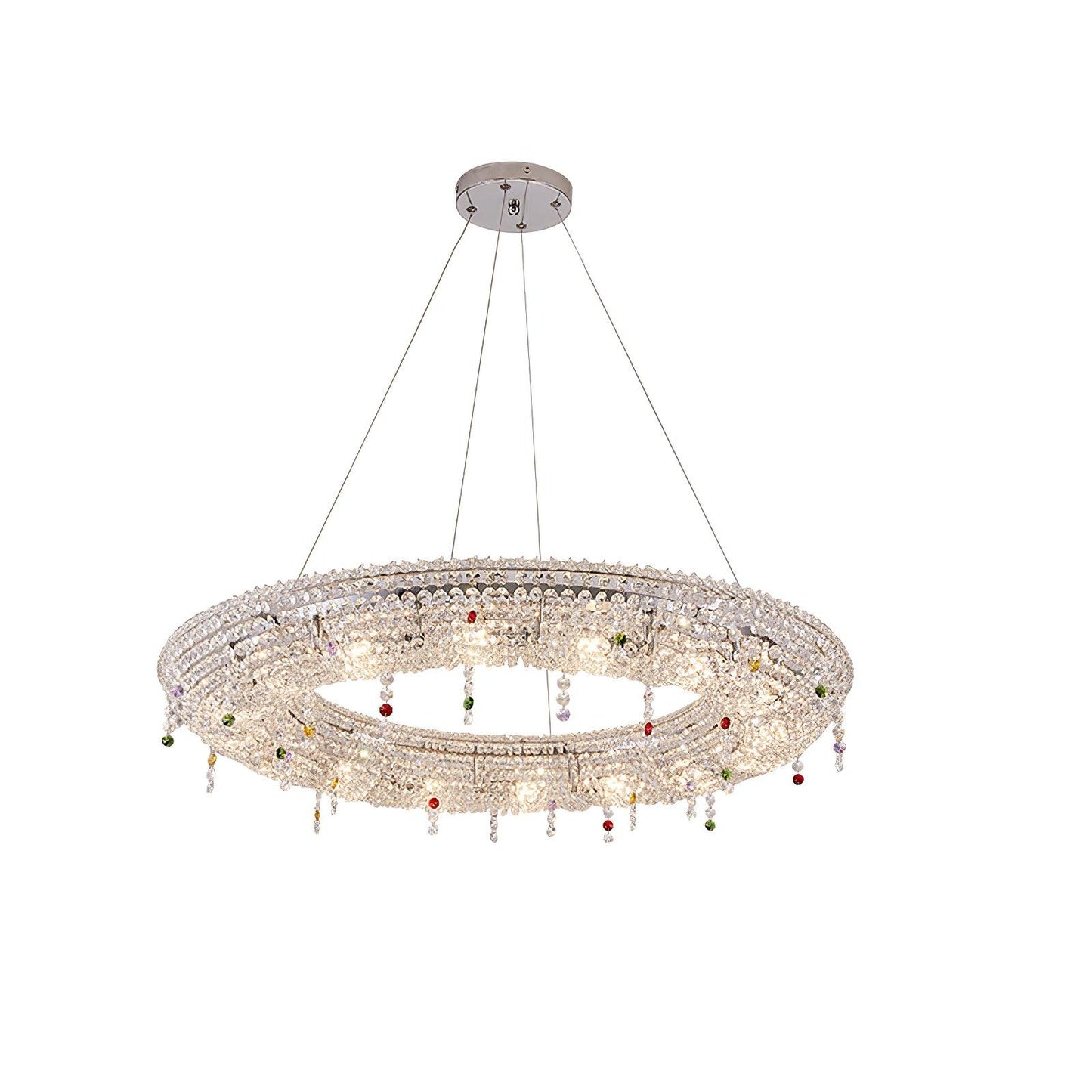 Modern Round Crystal Crown Chandelier