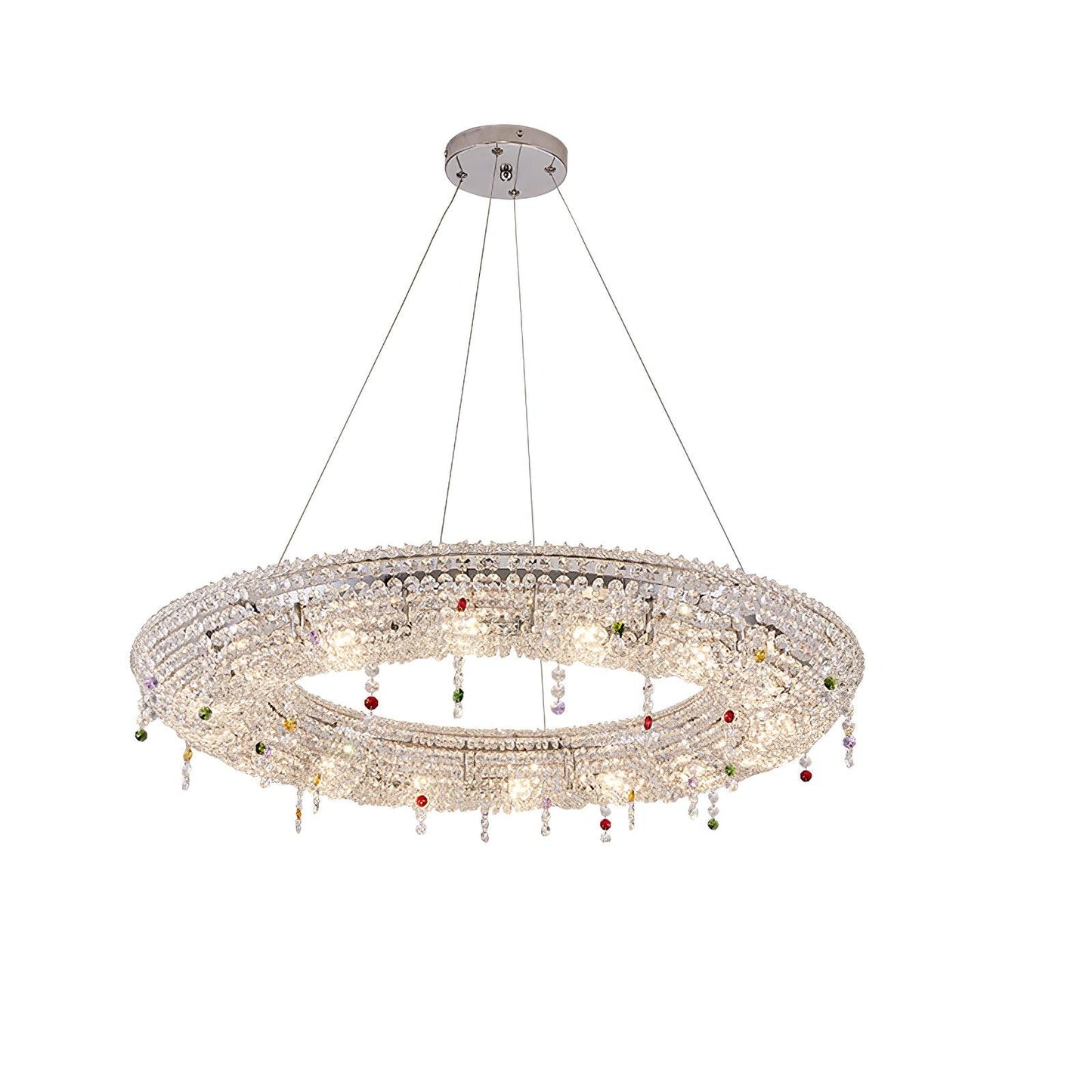 Modern Round Crystal Crown Chandelier