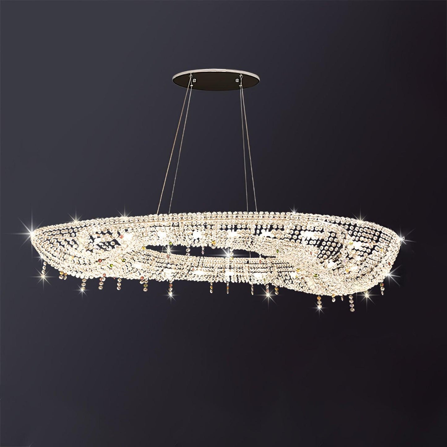 Modern Round Crystal Crown Chandelier