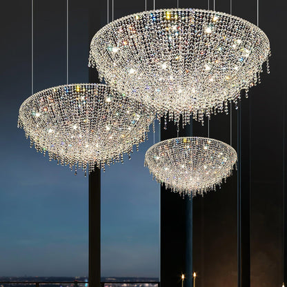 Modern Round Crystal Crown Chandelier