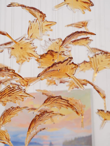 Multicolor Crystal Maple Leaf Electrolier Chandelier