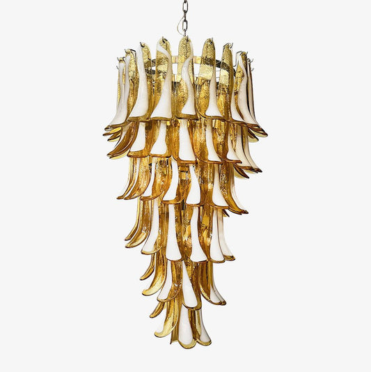 Murano Amber Petals Spiral Electrolier Chandelier