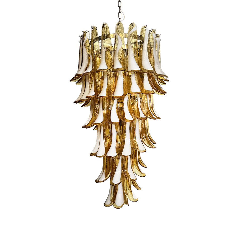 Murano Amber Petals Spiral Electrolier Chandelier