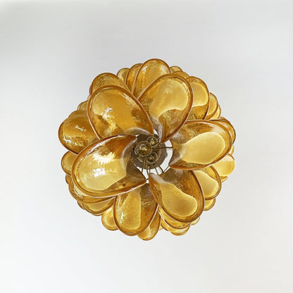 Murano Amber Petals Spiral Electrolier Chandelier