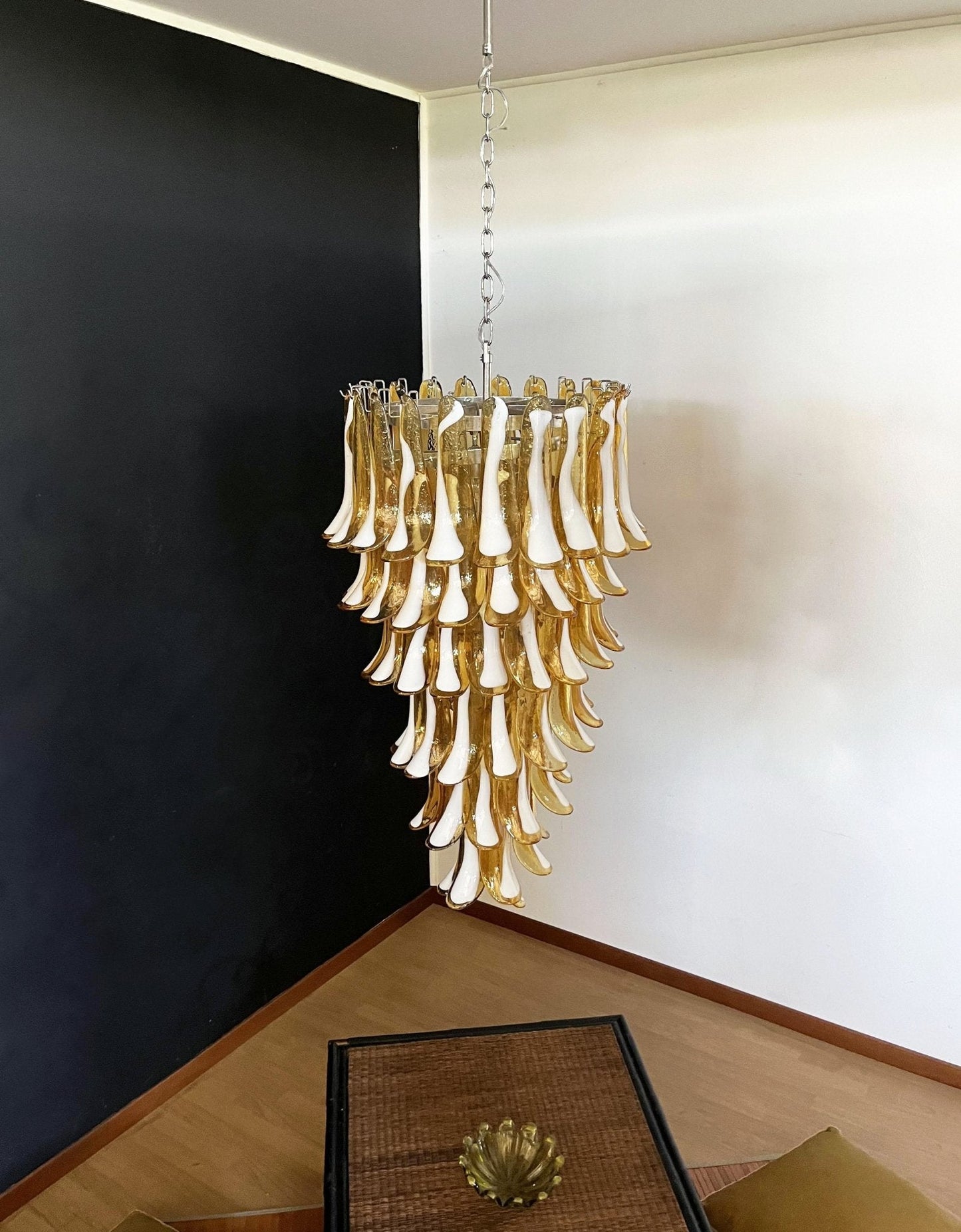 Murano Amber Petals Spiral Electrolier Chandelier