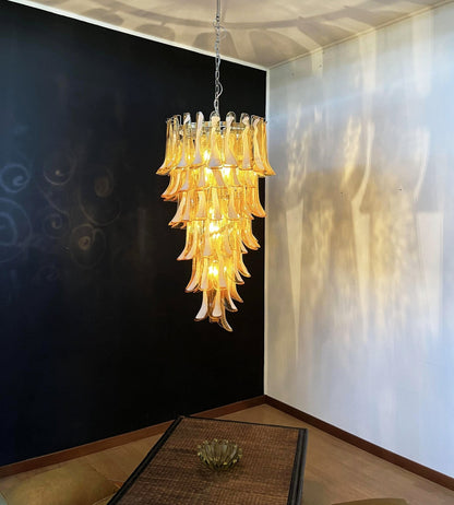 Murano Amber Petals Spiral Electrolier Chandelier