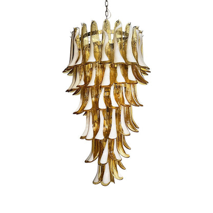 Murano Amber Petals Spiral Electrolier Chandelier