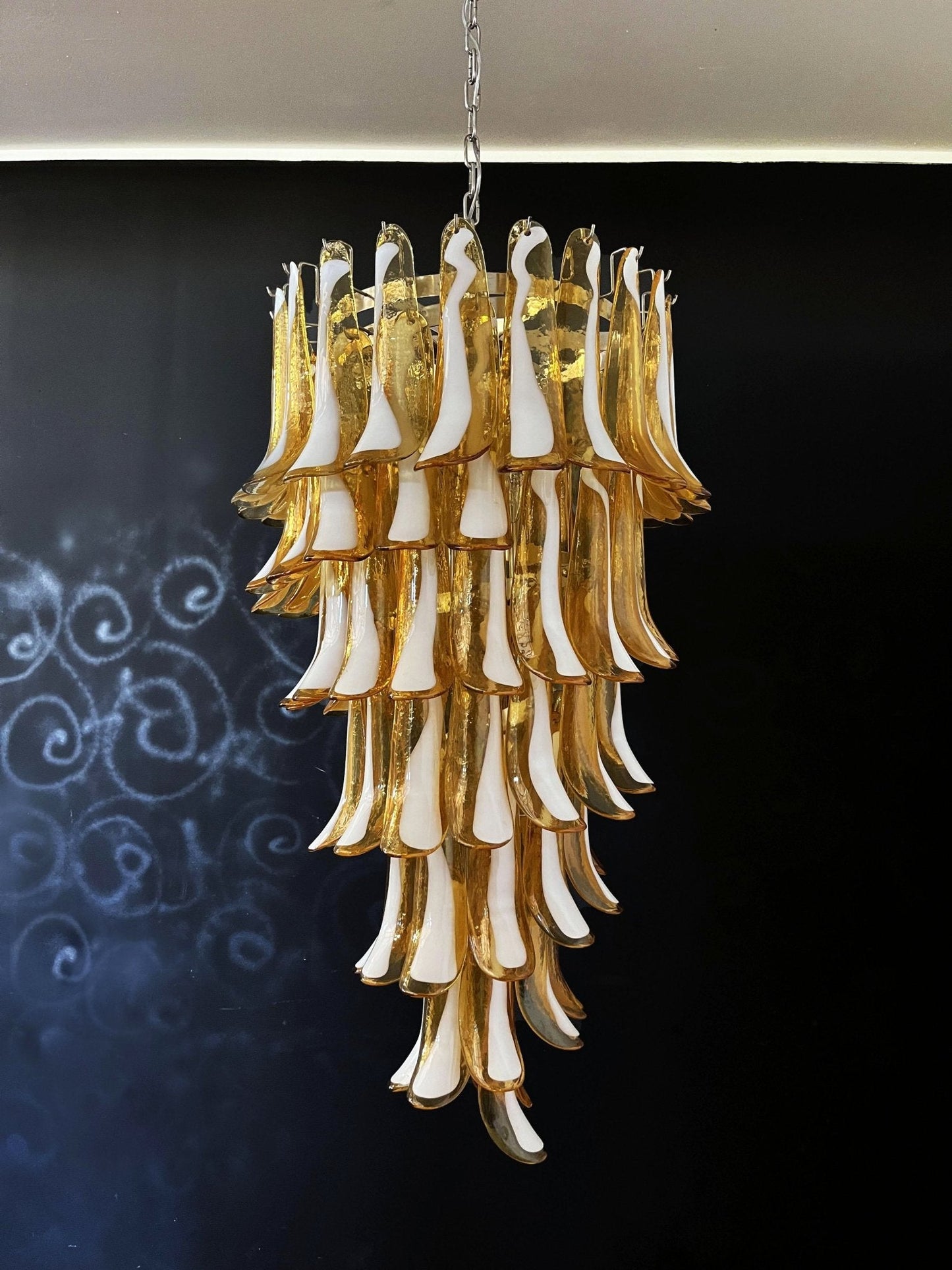 Murano Amber Petals Spiral Electrolier Chandelier