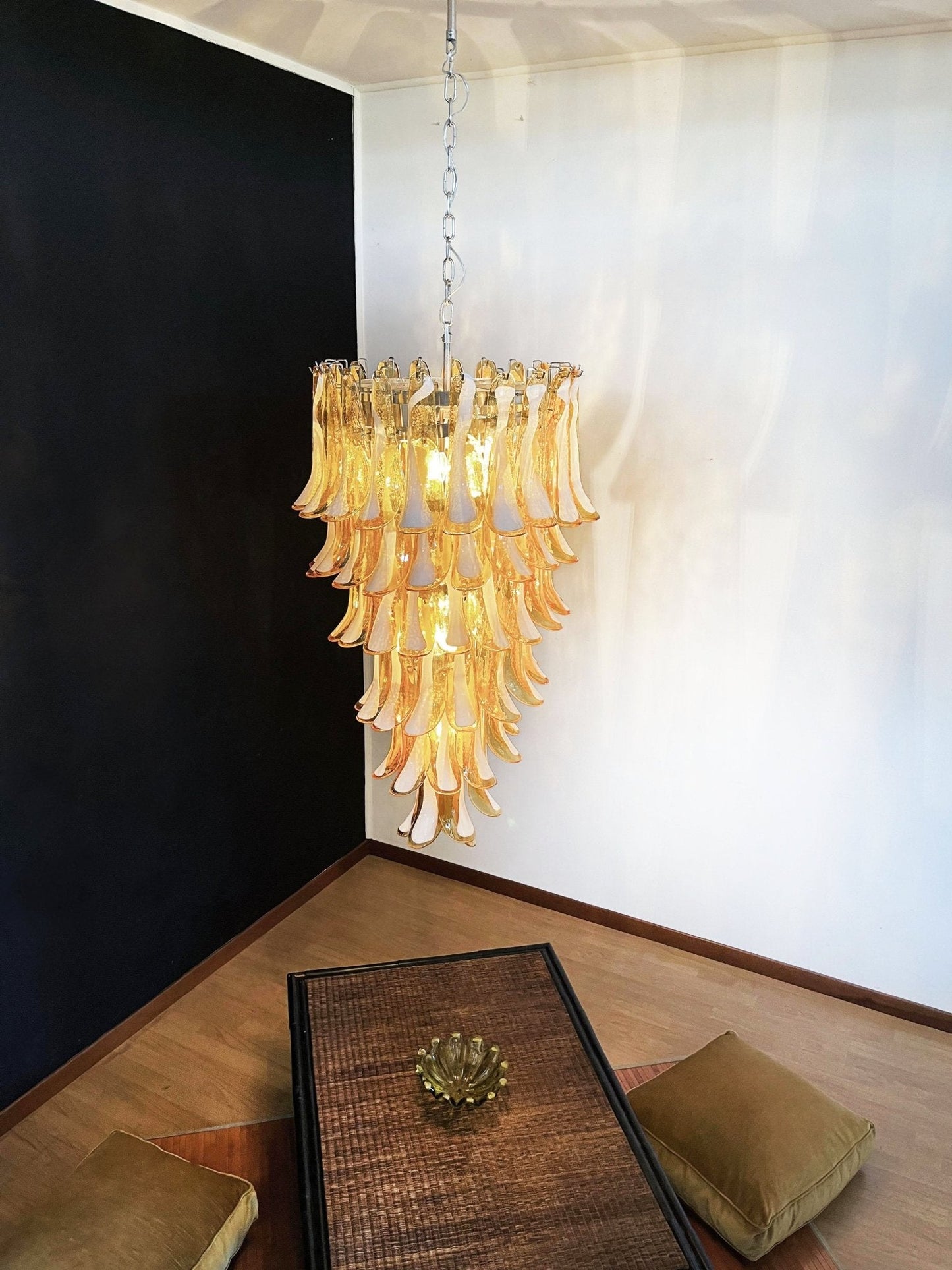 Murano Amber Petals Spiral Electrolier Chandelier