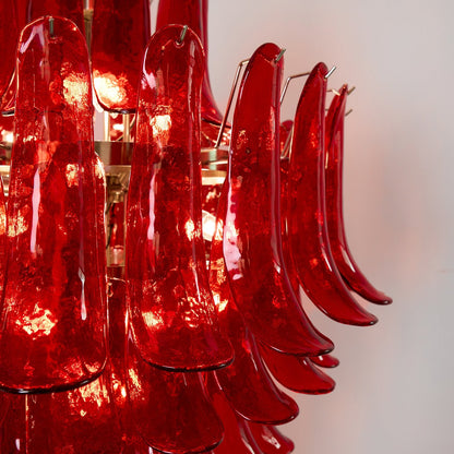 Murano Crimson Cascade Crown Chandelier