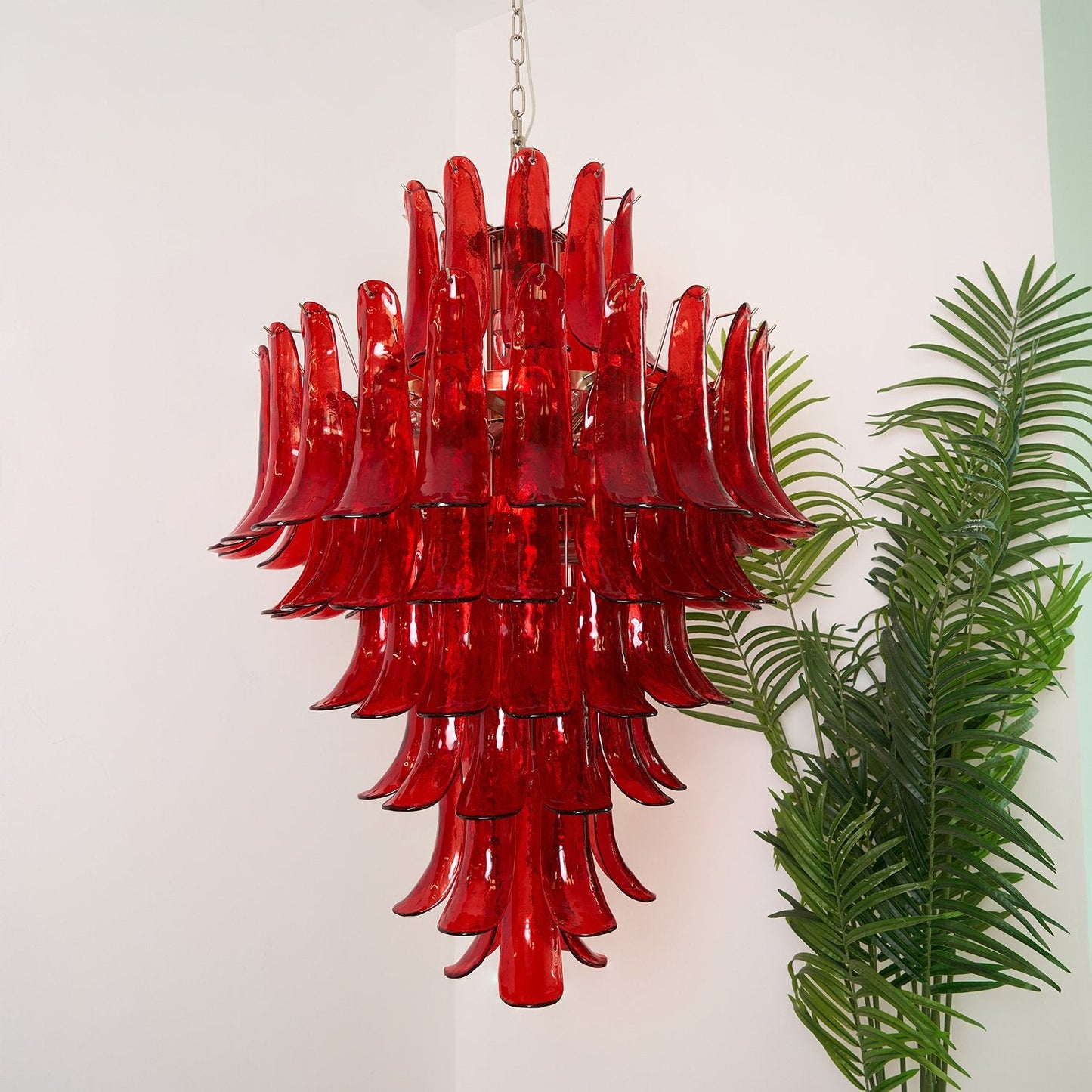 Murano Crimson Cascade Crown Chandelier