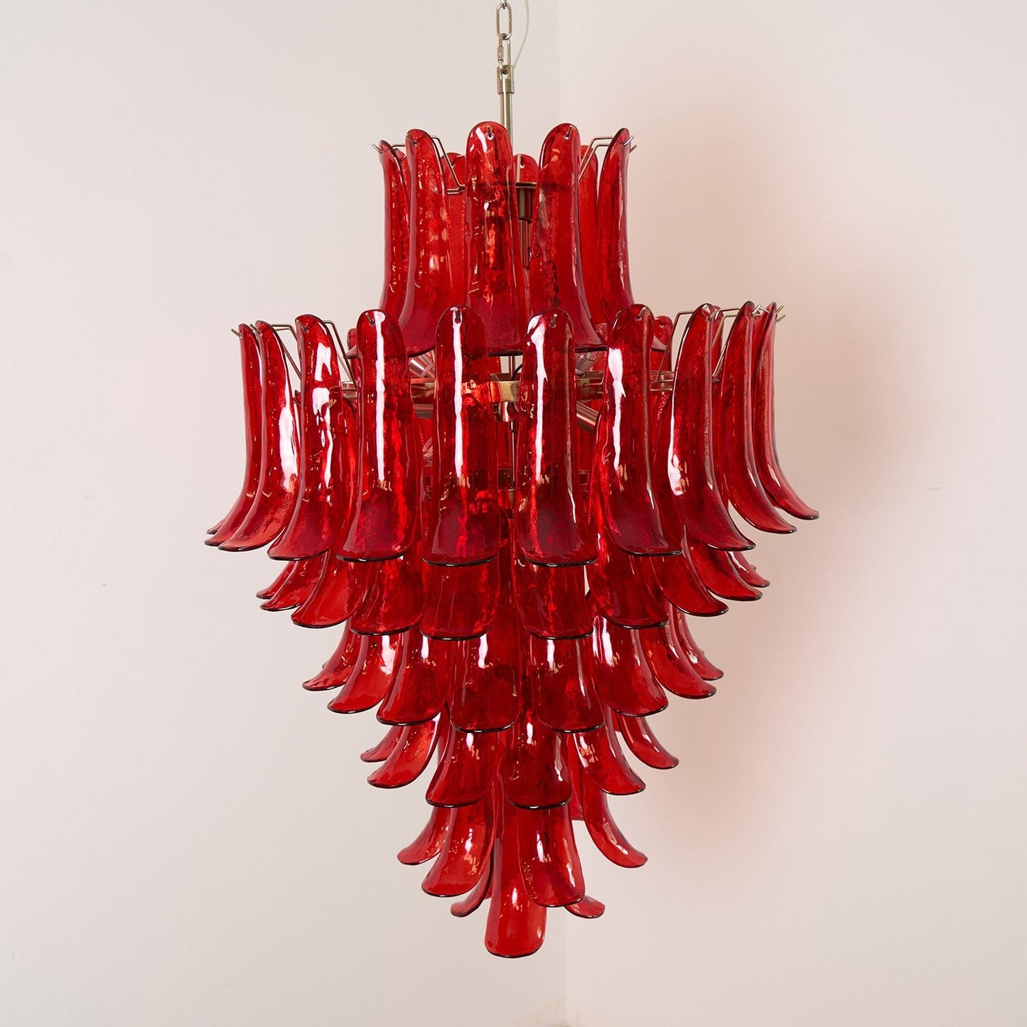 Murano Crimson Cascade Crown Chandelier