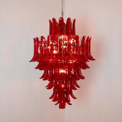 Murano Crimson Cascade Crown Chandelier