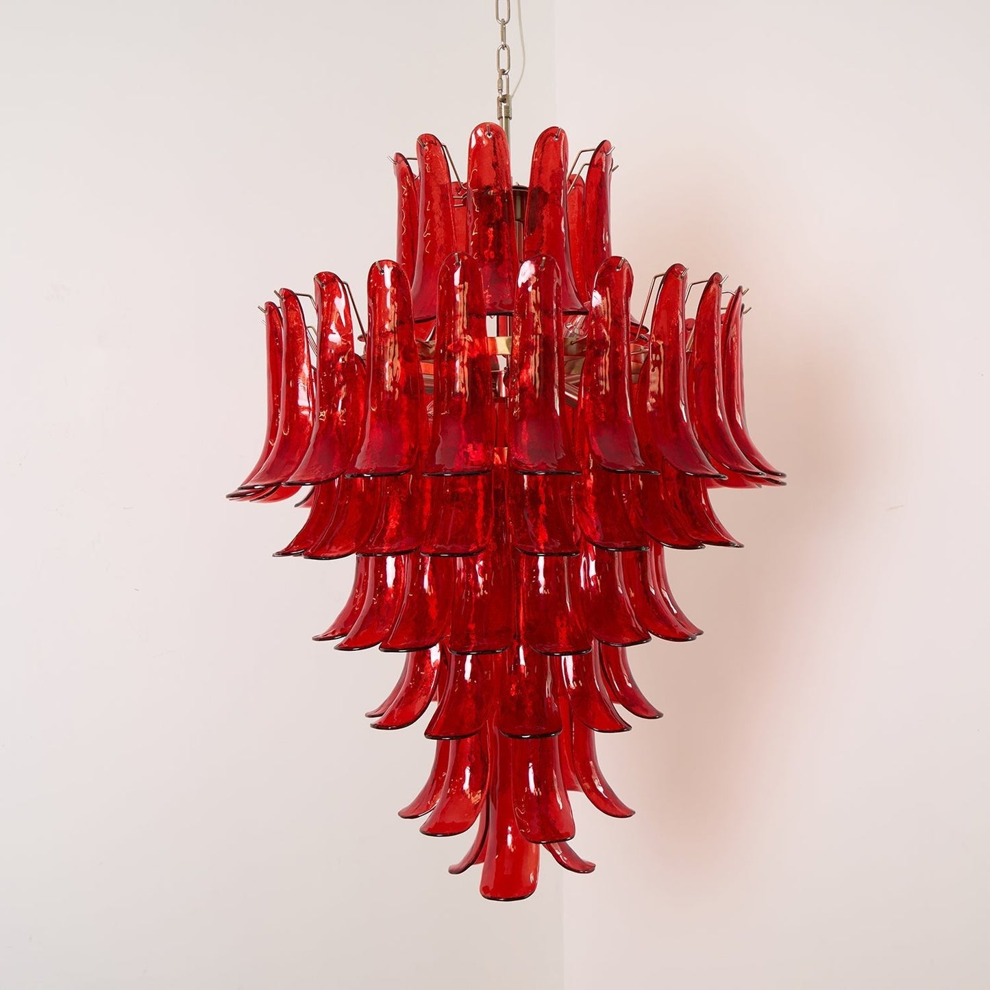 Murano Crimson Cascade Crown Chandelier