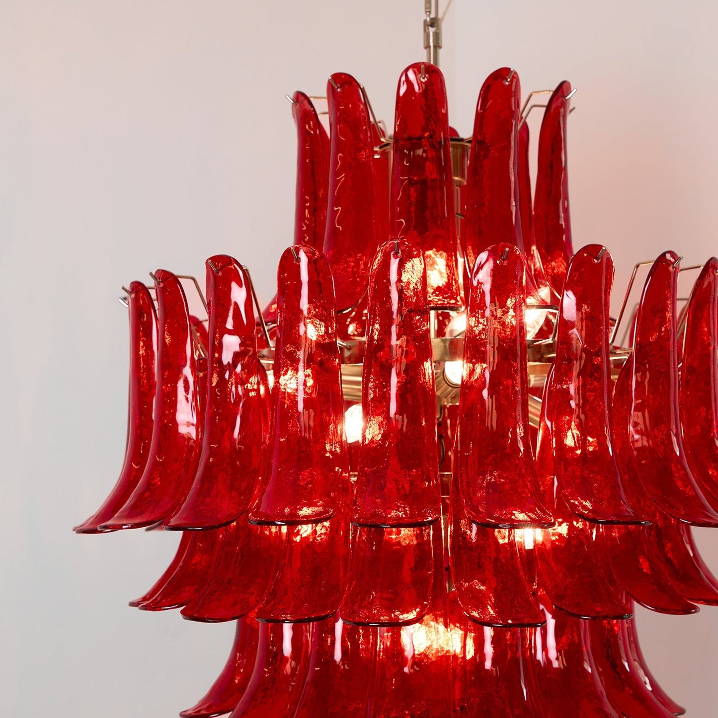 Murano Crimson Cascade Crown Chandelier