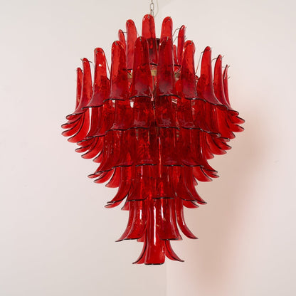 Murano Crimson Cascade Crown Chandelier