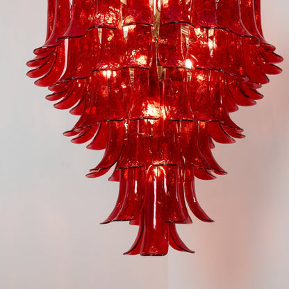 Murano Crimson Cascade Crown Chandelier