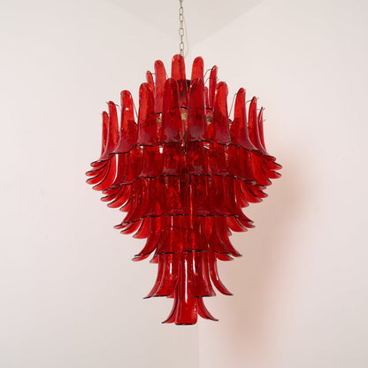 Murano Crimson Cascade Crown Chandelier