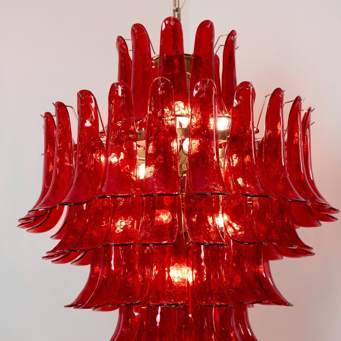 Murano Crimson Cascade Crown Chandelier