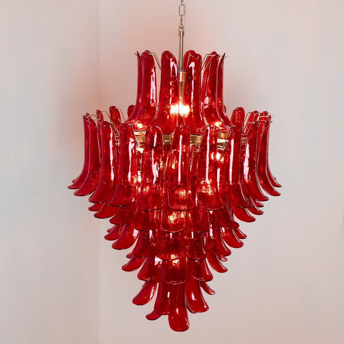 Murano Crimson Cascade Crown Chandelier