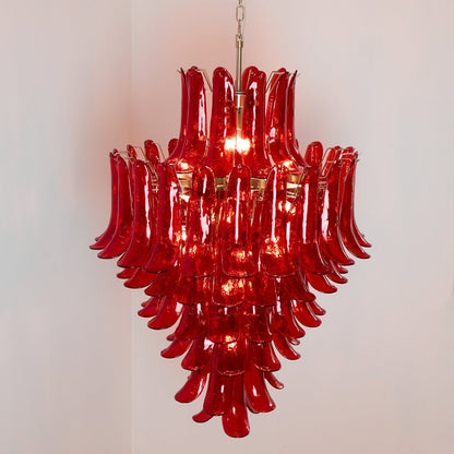 Murano Crimson Cascade Crown Chandelier