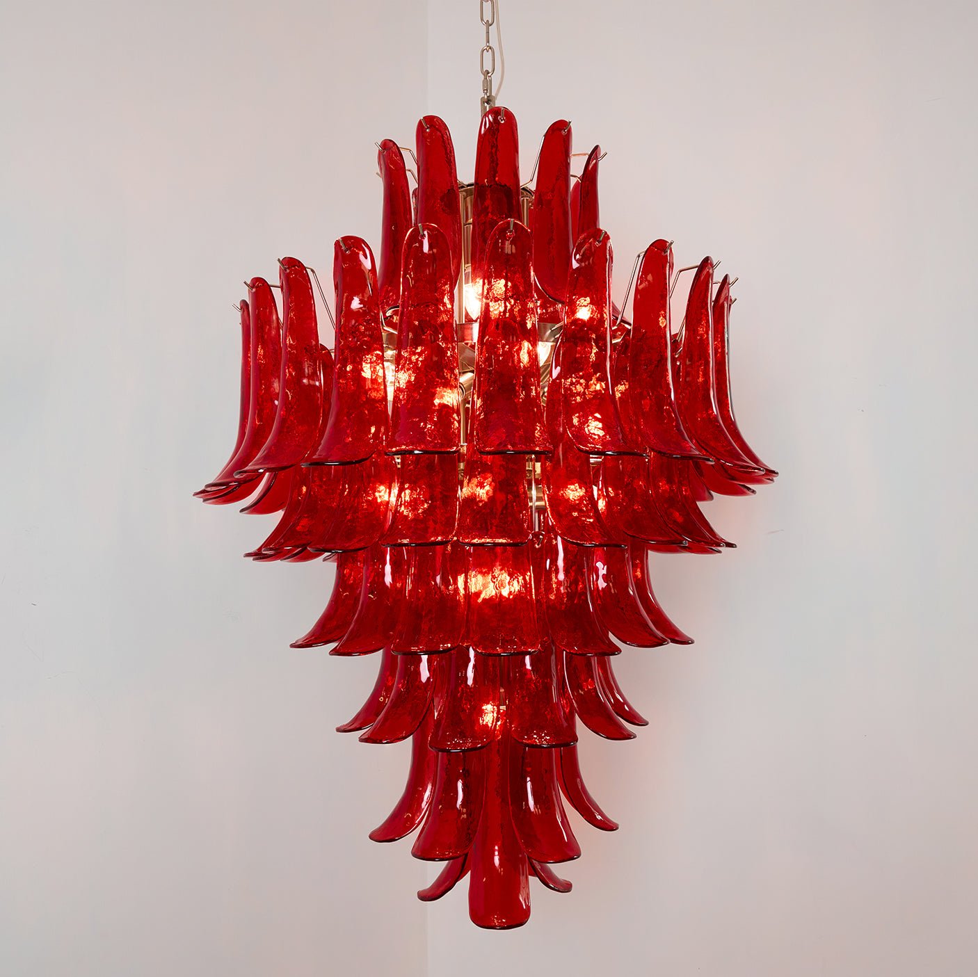 Murano Crimson Cascade Crown Chandelier