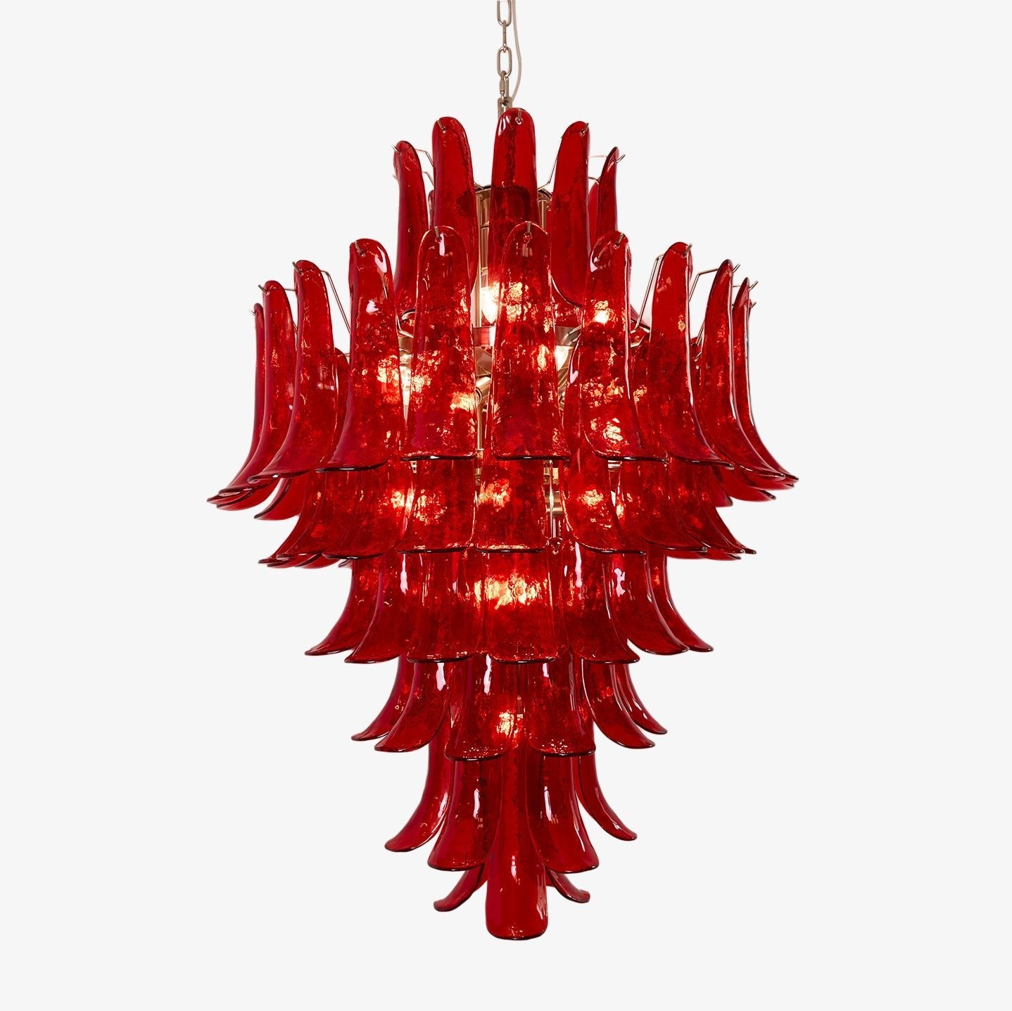 Murano Crimson Cascade Crown Chandelier