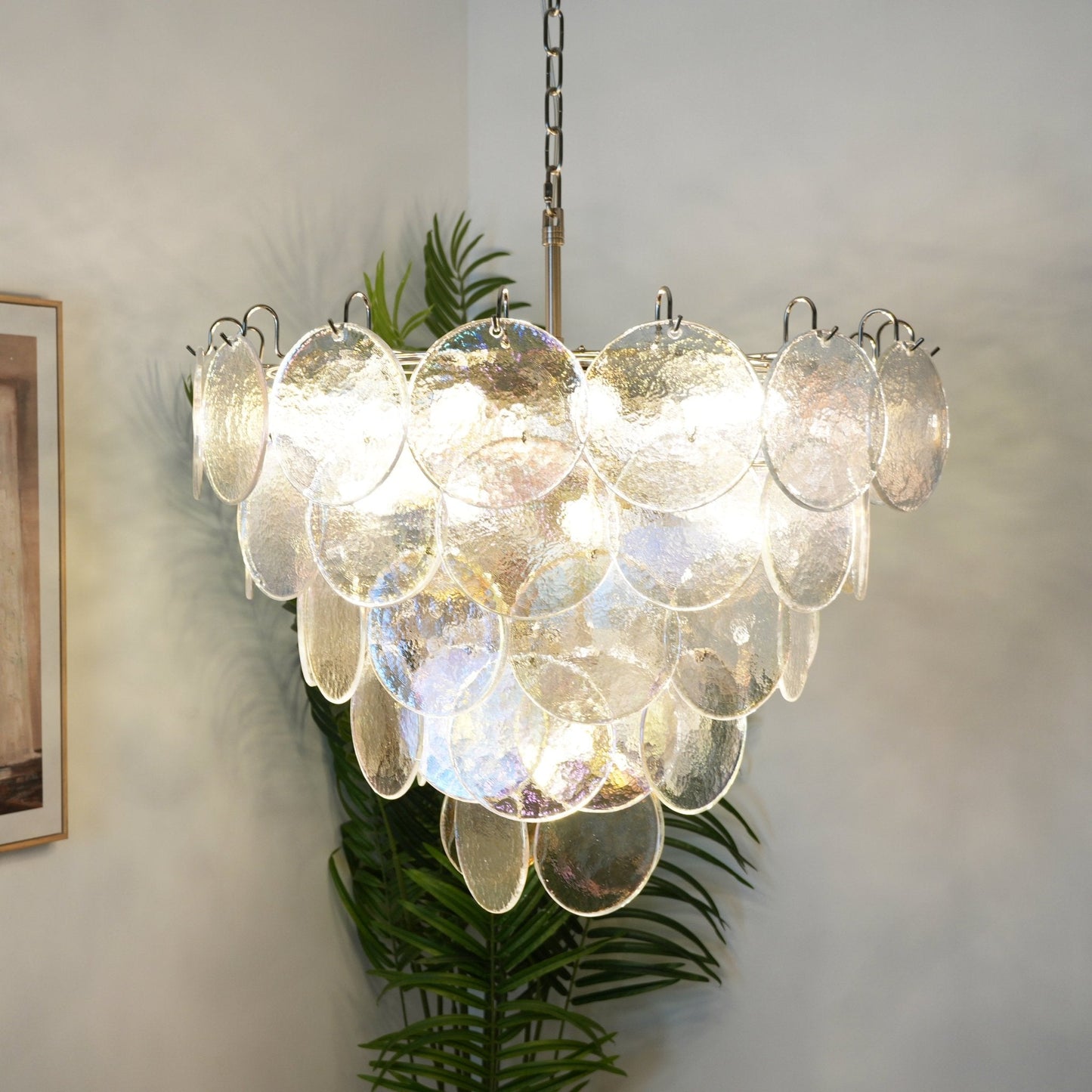 Murano Disc Iridescent Ceiling fixture Chandelier