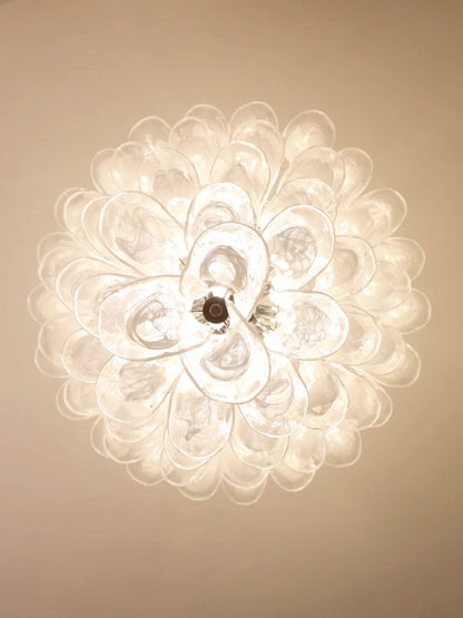 Murano White Glass Petals Chandelier