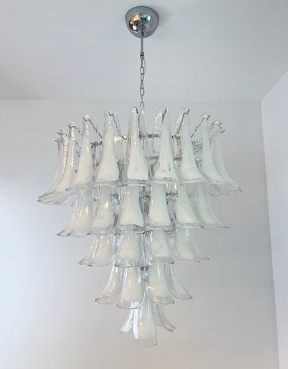 Murano White Glass Petals Chandelier