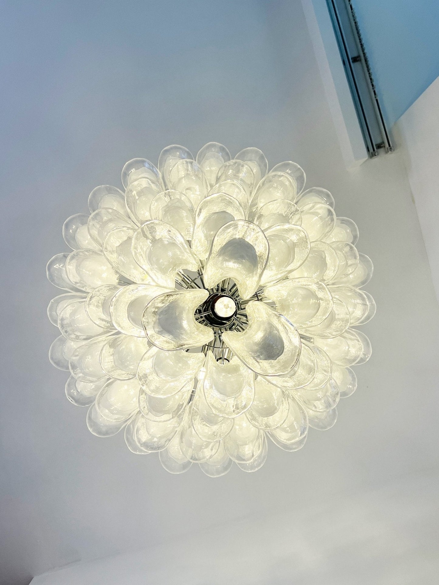 Murano White Glass Petals Chandelier