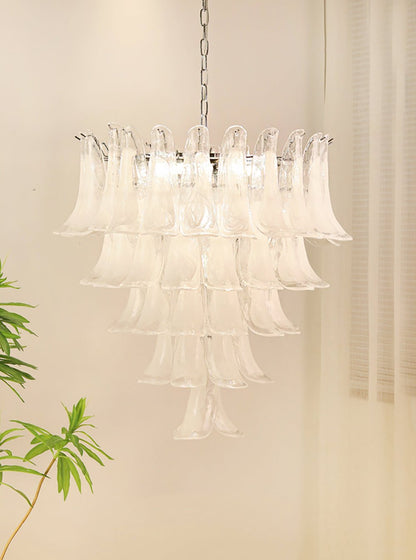 Murano White Glass Petals Chandelier