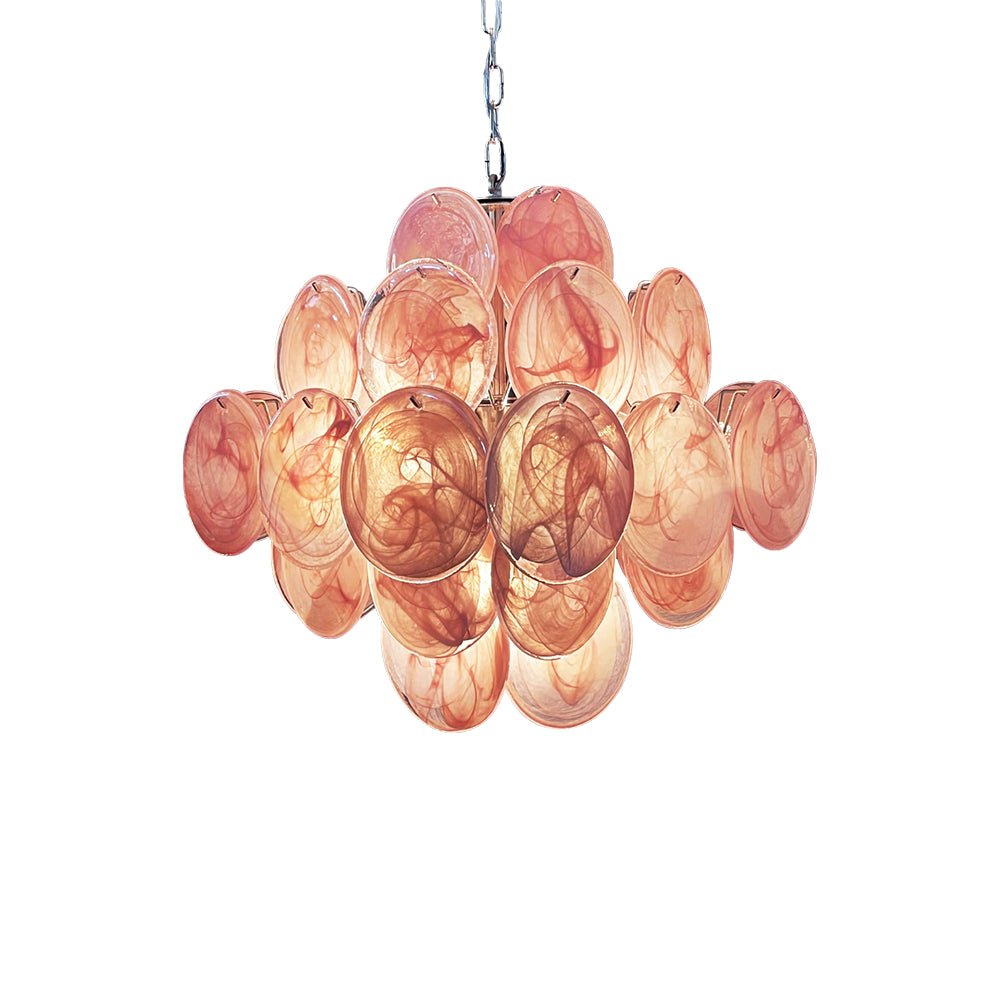 Murano Pink Disks Ceiling fixture Chandelier