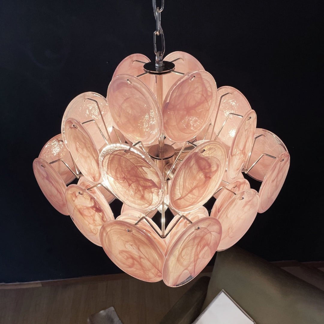 Murano Pink Disks Ceiling fixture Chandelier