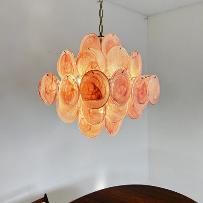 Murano Pink Disks Ceiling fixture Chandelier