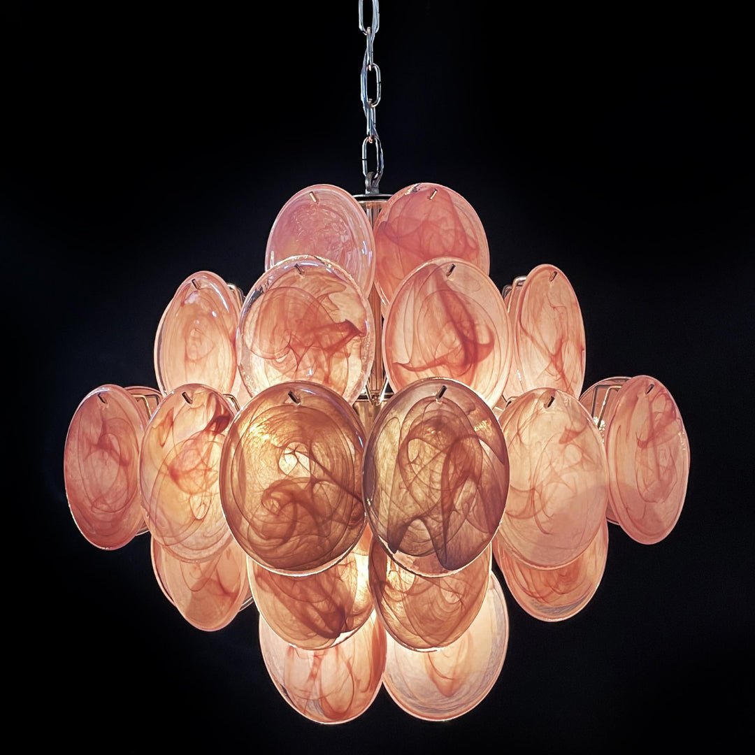 Murano Pink Disks Ceiling fixture Chandelier