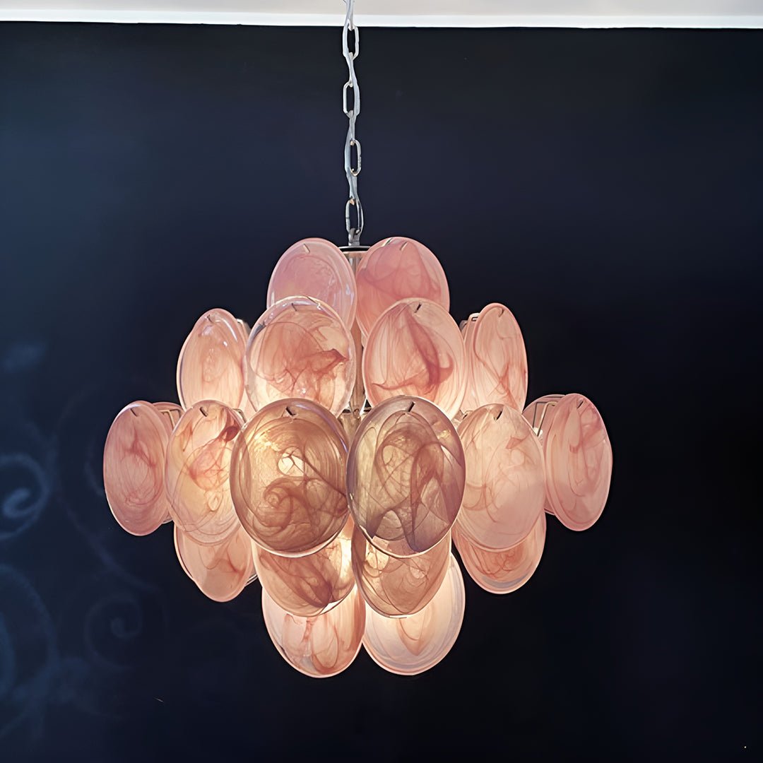 Murano Pink Disks Ceiling fixture Chandelier