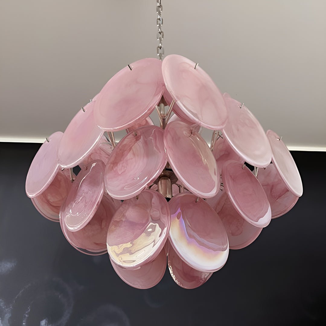 Murano Pink Disks Ceiling fixture Chandelier