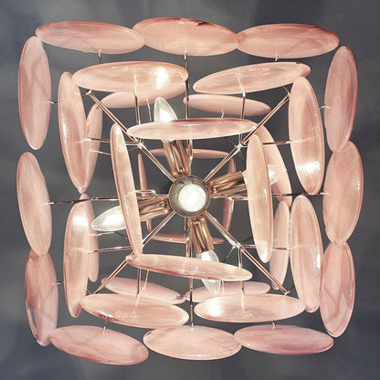 Murano Pink Disks Ceiling fixture Chandelier