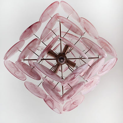 Murano Pink Disks Ceiling fixture Chandelier